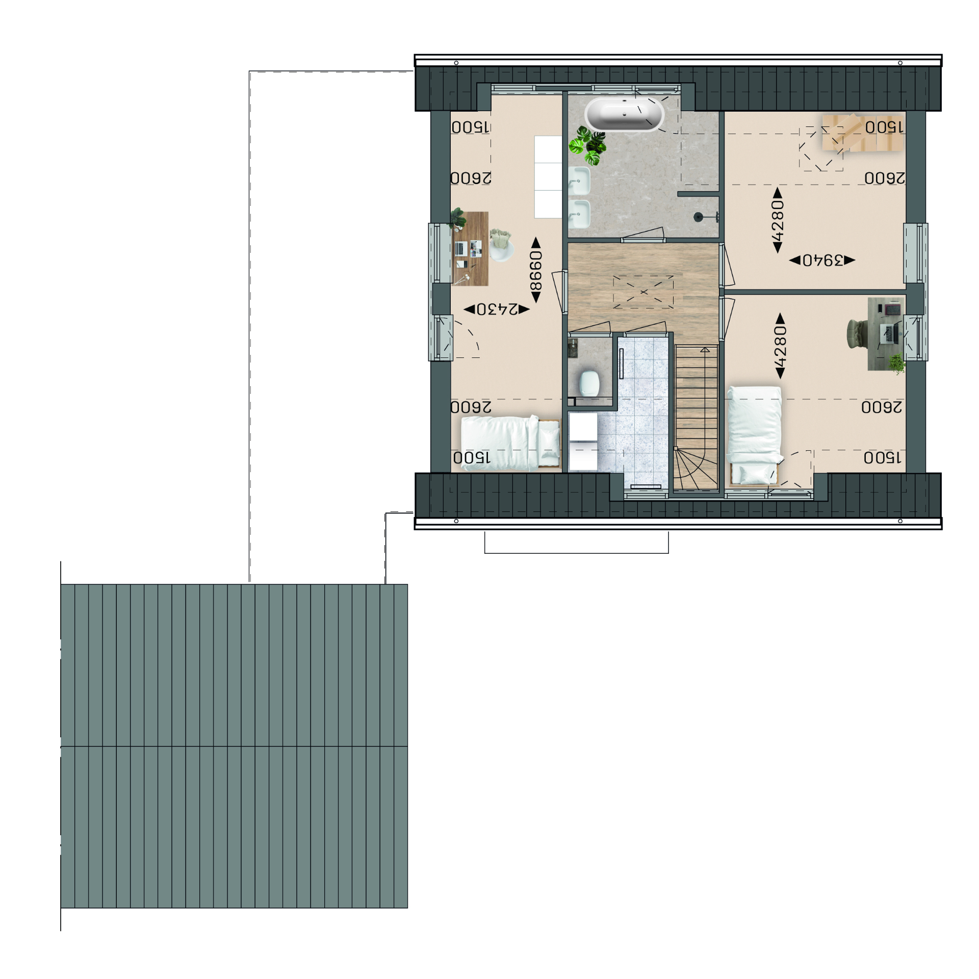 Plattegrond eerste verdieping bouwnummer 1