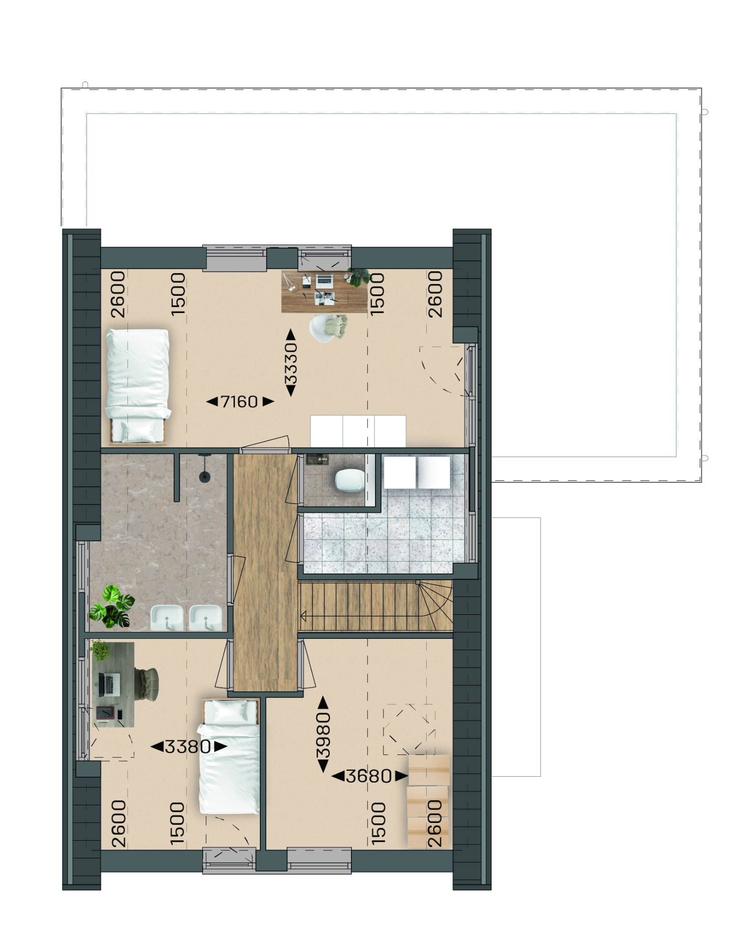 Plattegrond eerste verdieping bouwnummer 3