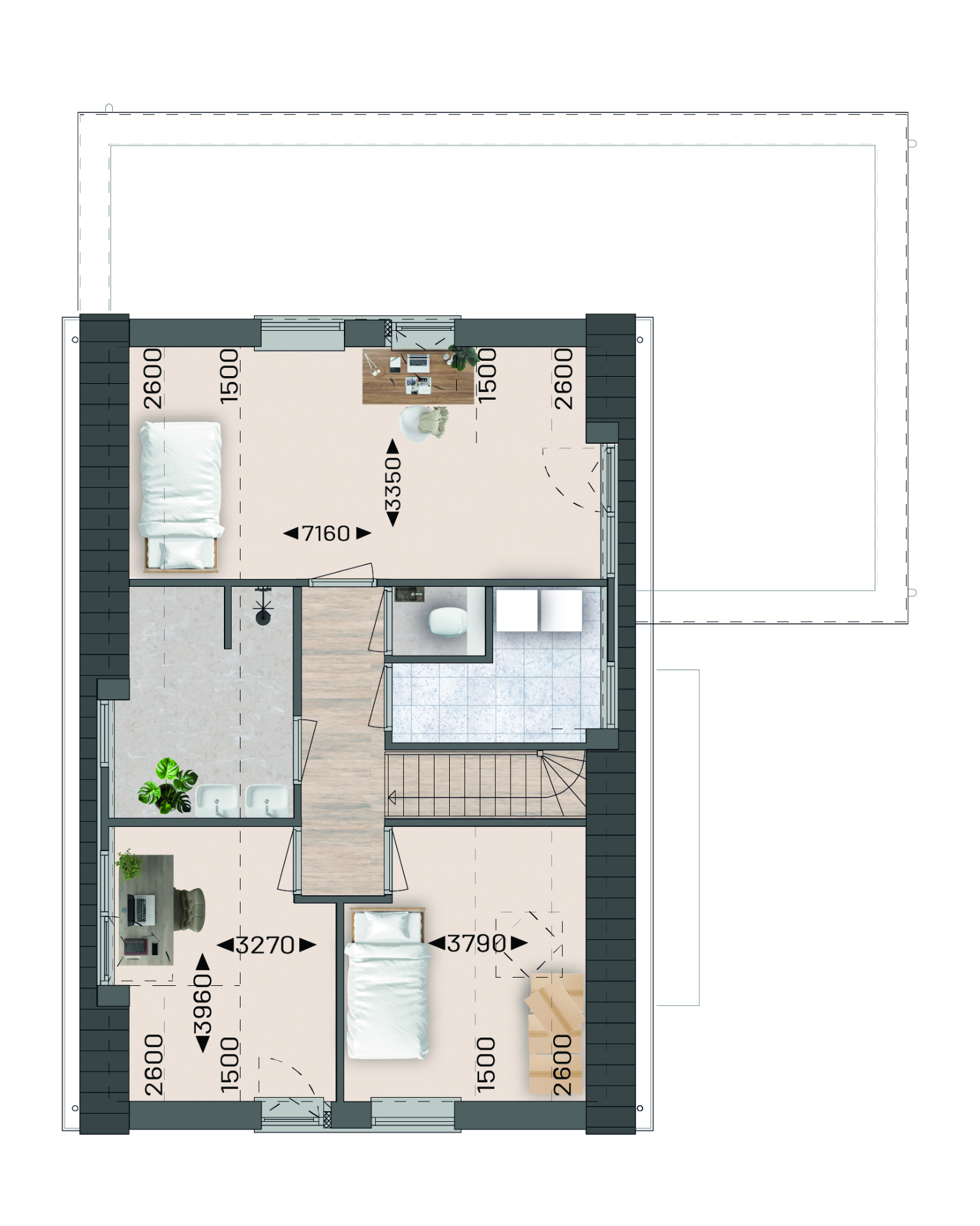 Plattegrond eerste verdieping bouwnummer 4