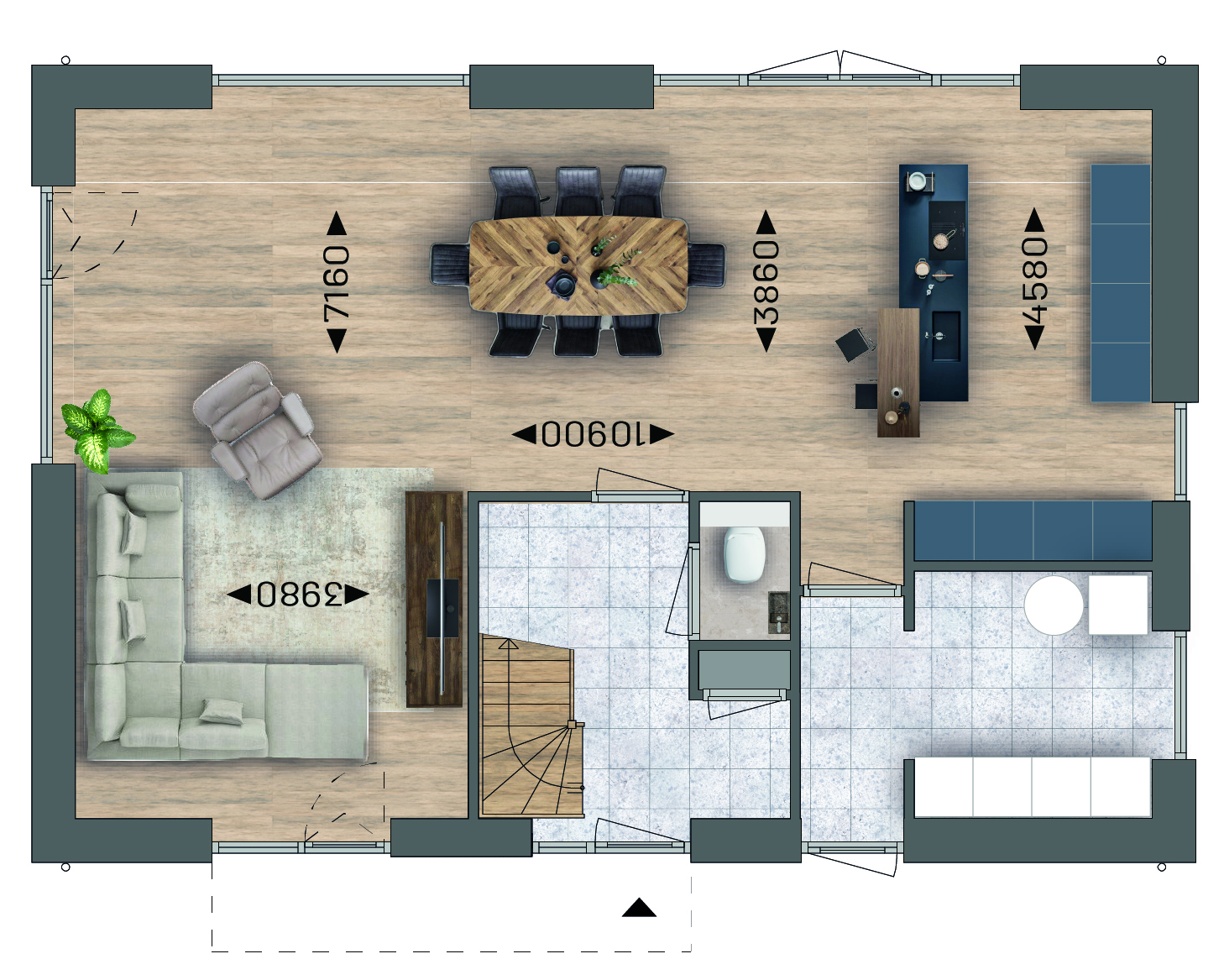 Plattegrond begane grond bouwnummer 8
