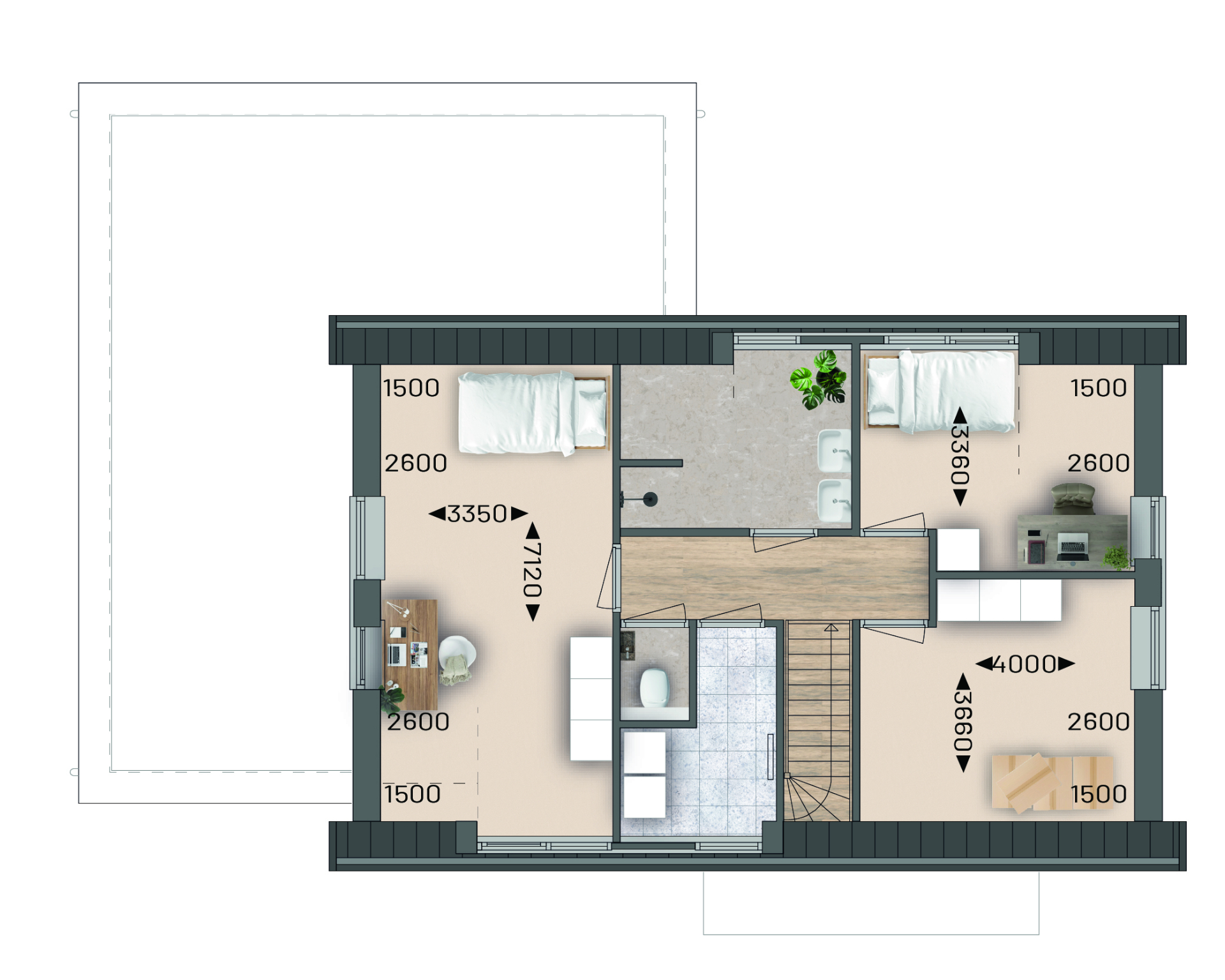 Plattegrond eerste verdieping bouwnummer 6