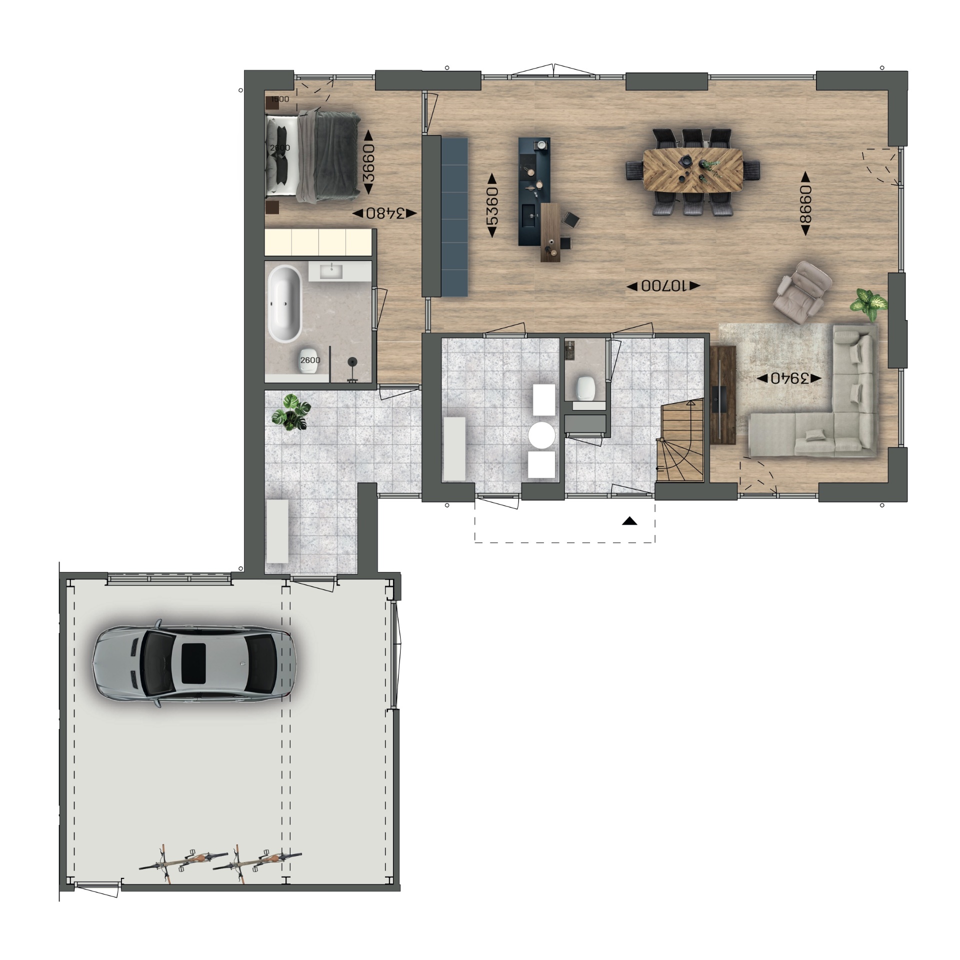 Plattegrond begane grond bouwnummer 1